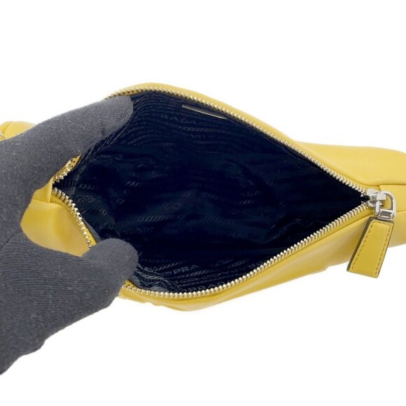 PRADA Triangle Shoulder Bag Leather Yellow 1BH190 - Picture 14 of 14